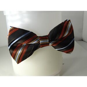 Striped Pre-tied Adjustable Bow Tie For Men‎ (Brown, Black, Orange & Gold)